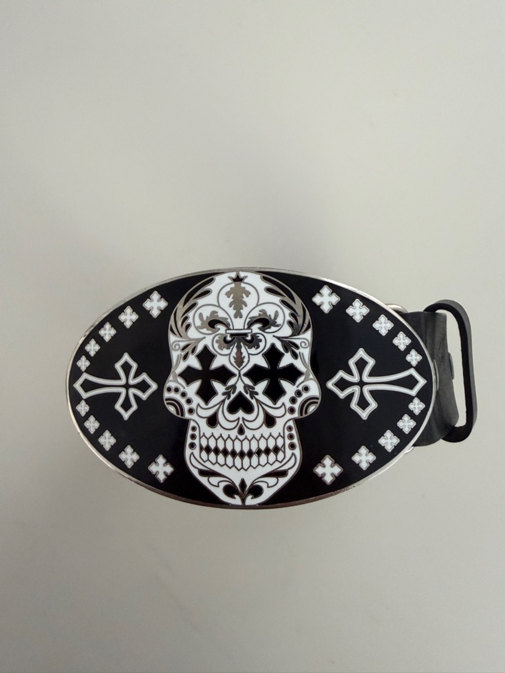 King Baby Studio Black and White Sugar Skull Belt Buckle